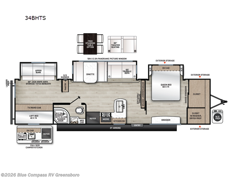 2026 Forest River Aurora 34BHTS - New Travel Trailer For Sale by Blue Compass RV Greensboro in Colfax, North Carolina features Slideout