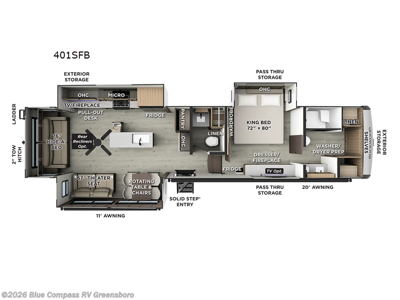 2026 Forest River Rockwood Signature 401SFB - New Fifth Wheel For Sale by Blue Compass RV Greensboro in Colfax, North Carolina features Slideout