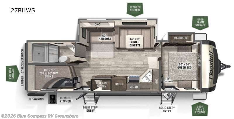 2021 Forest River Flagstaff Super Lite 27BHWS - Used Travel Trailer For Sale by Blue Compass RV Greensboro in Colfax, North Carolina features Slideout