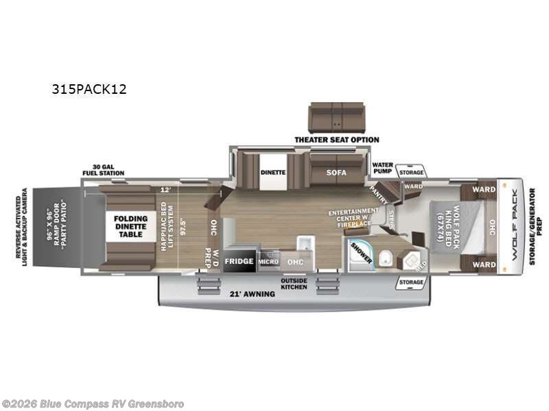 2021 Forest River Cherokee Wolf Pack 315PACK12 - Used Toy Hauler For Sale by Blue Compass RV Greensboro in Colfax, North Carolina features Slideout