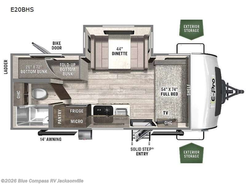 2022 Forest River Flagstaff E-Pro E-pro 20bhs - Used Travel Trailer For Sale by Blue Compass RV Jacksonville in Jacksonville, Florida features Slideout