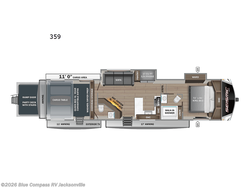 2026 Jayco Seismic 359 - New Toy Hauler For Sale by Blue Compass RV Jacksonville in Jacksonville, Florida features Slideout