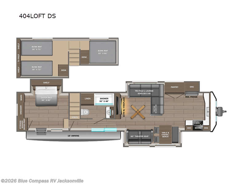 2026 Jayco Jay Flight Bungalow 404LOFT DS - New Travel Trailer For Sale by Blue Compass RV Jacksonville in Jacksonville, Florida features Slideout