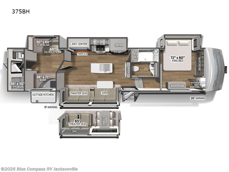 2023 Palomino Columbus 375BH - Used Fifth Wheel For Sale by Blue Compass RV Jacksonville in Jacksonville, Florida features Slideout