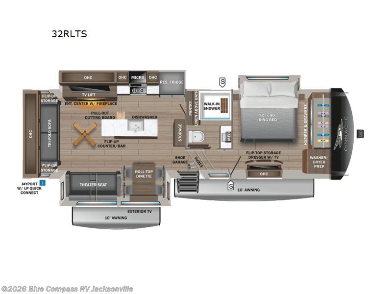 2026 Jayco Pinnacle 32RLTS - New Fifth Wheel For Sale by Blue Compass RV Jacksonville in Jacksonville, Florida features Slideout