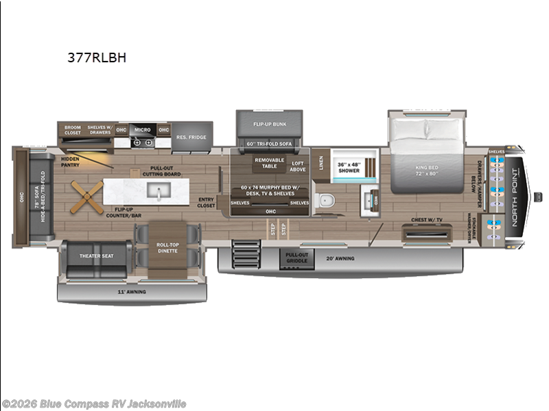 2026 Jayco North Point 377RLBH - New Fifth Wheel For Sale by Blue Compass RV Jacksonville in Jacksonville, Florida features Slideout