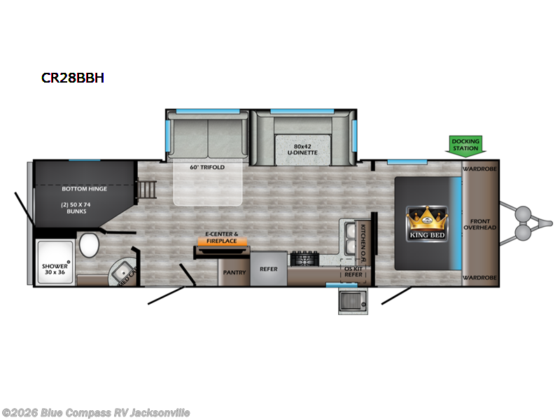2022 CrossRoads Cruiser Aire 28BBH - Used Travel Trailer For Sale by Blue Compass RV Jacksonville in Jacksonville, Florida features Slideout