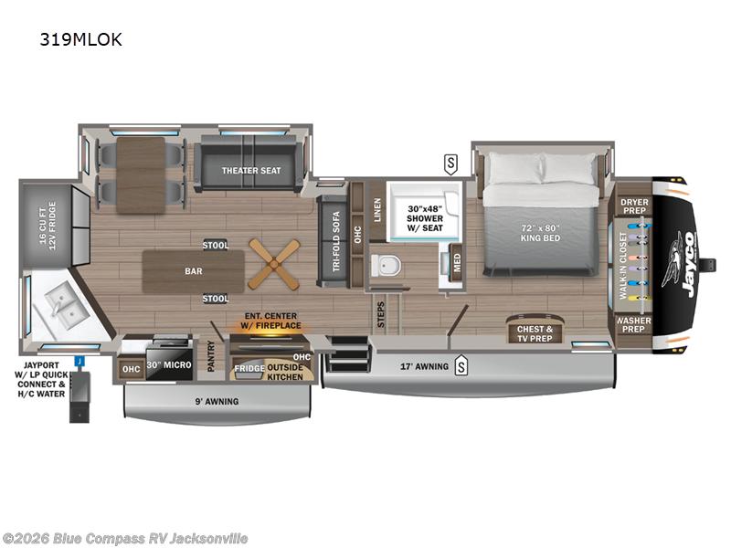 2024 Jayco Eagle 319MLOK - Used Fifth Wheel For Sale by Blue Compass RV Jacksonville in Jacksonville, Florida features Slideout