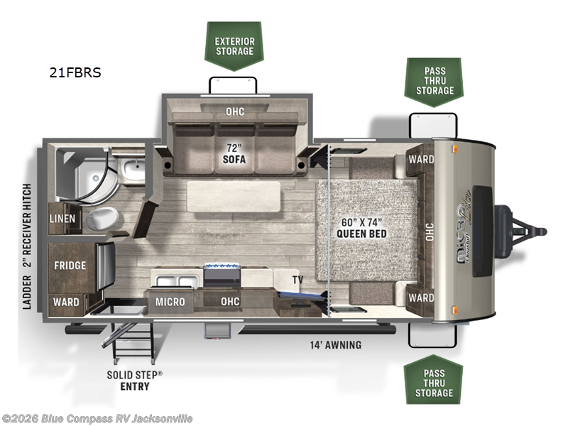 2023 Forest River Flagstaff Micro Lite 21FBRS - Used Travel Trailer For Sale by Blue Compass RV Jacksonville in Jacksonville, Florida features Slideout