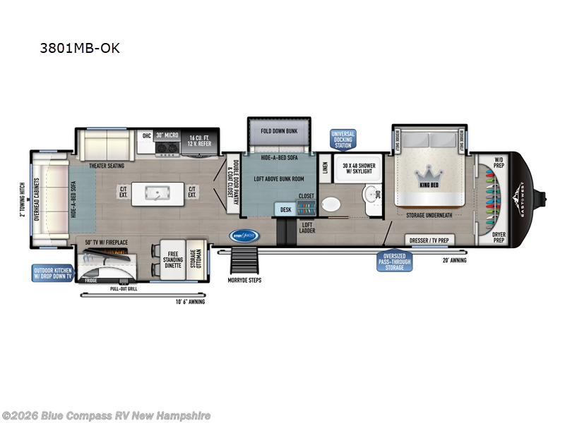 2026 East to West Blackthorn 3801MB-OK - New Fifth Wheel For Sale by Blue Compass RV New Hampshire in Epsom, New Hampshire features Slideout