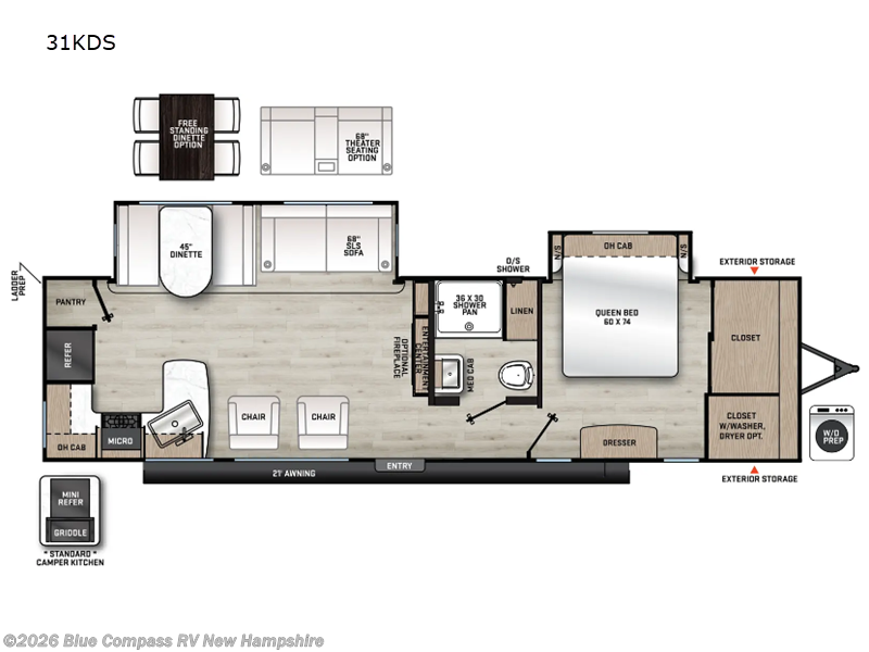 2026 Forest River Aurora 31KDS - New Travel Trailer For Sale by Blue Compass RV New Hampshire in Epsom, New Hampshire features Slideout