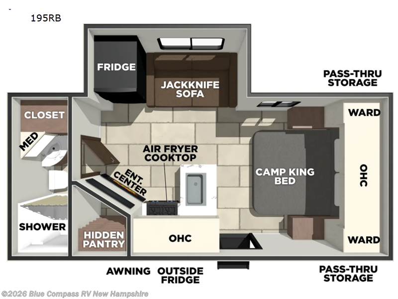 2026 Forest River Tracer 195RB - New Travel Trailer For Sale by Blue Compass RV New Hampshire in Epsom, New Hampshire features Slideout