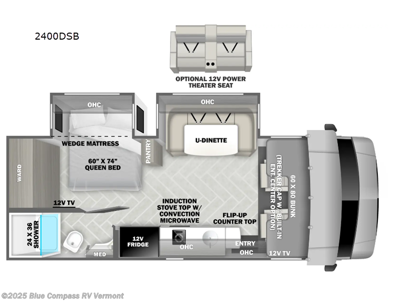 2025 Forest River Sunseeker MBS 2400DSB - New Class C For Sale by Blue Compass RV Vermont in East Montpelier, Vermont features Slideout