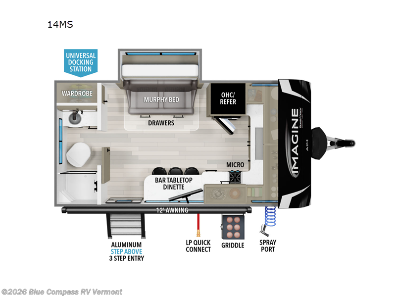 2025 Grand Design Imagine AIM 14MS - New Travel Trailer For Sale by Blue Compass RV Vermont in East Montpelier, Vermont features Slideout
