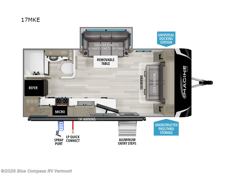 2025 Grand Design Imagine XLS 17MKE - New Travel Trailer For Sale by Blue Compass RV Vermont in East Montpelier, Vermont features Slideout