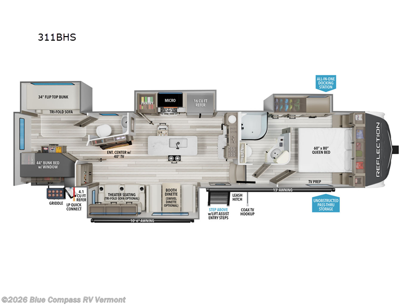 2026 Grand Design Reflection 311BHS - New Fifth Wheel For Sale by Blue Compass RV Vermont in East Montpelier, Vermont features Slideout