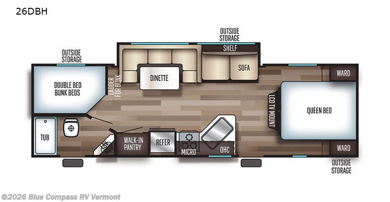 2019 Forest River Cherokee Grey Wolf 26DBH - Used Travel Trailer For Sale by Blue Compass RV Vermont in East Montpelier, Vermont features Slideout