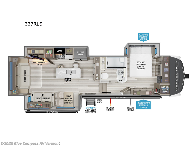 2026 Grand Design Reflection 337RLS - New Fifth Wheel For Sale by Blue Compass RV Vermont in East Montpelier, Vermont features Slideout