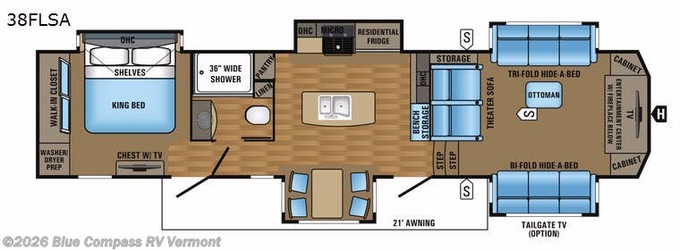 2017 Jayco Pinnacle 38FLSA - Used Fifth Wheel For Sale by Blue Compass RV Vermont in East Montpelier, Vermont features Slideout