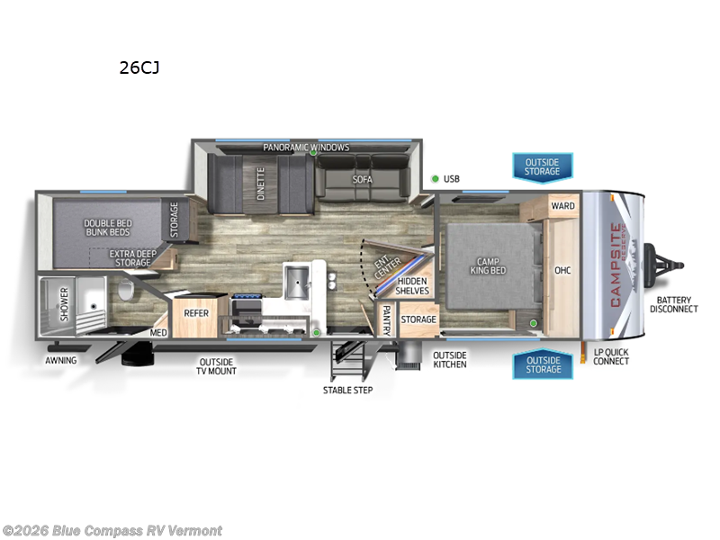 2025 Forest River Campsite Reserve 26CJ - Used Travel Trailer For Sale by Blue Compass RV Vermont in East Montpelier, Vermont features Slideout