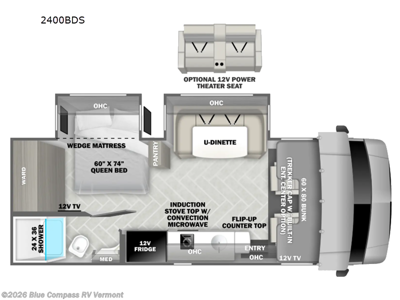 2026 Forest River Sunseeker MBS 2400BDS - New Class C For Sale by Blue Compass RV Vermont in East Montpelier, Vermont features Slideout