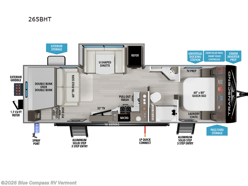 2026 Grand Design Transcend 265BHT - New Travel Trailer For Sale by Blue Compass RV Vermont in East Montpelier, Vermont features Slideout