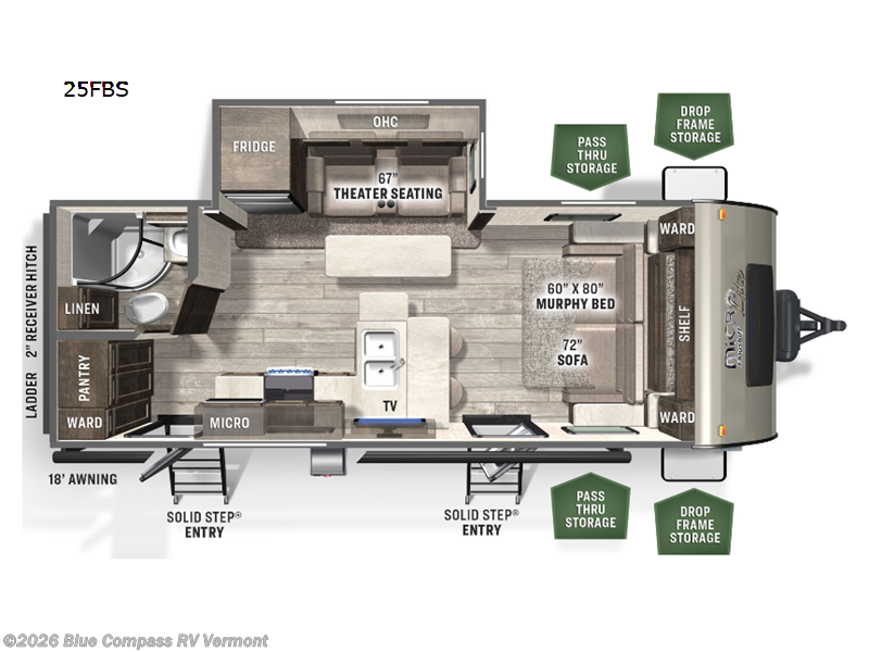 2022 Forest River Flagstaff Micro Lite 25FBS - Used Travel Trailer For Sale by Blue Compass RV Vermont in East Montpelier, Vermont features Slideout