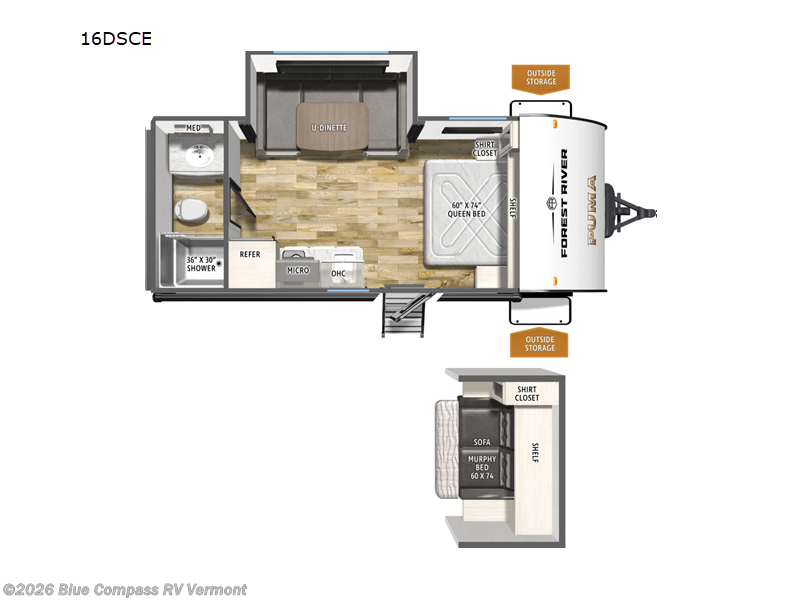 2026 Forest River Puma Camping Edition 16DSCE - New Travel Trailer For Sale by Blue Compass RV Vermont in East Montpelier, Vermont features Slideout