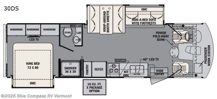 2018 Forest River FR3 30DS - Used Class A For Sale by Blue Compass RV Vermont in East Montpelier, Vermont features Slideout