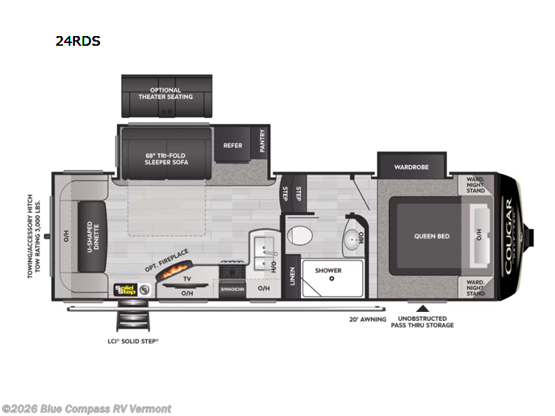 2023 Keystone Cougar Half-Ton 24RDS - Used Fifth Wheel For Sale by Blue Compass RV Vermont in East Montpelier, Vermont features Slideout
