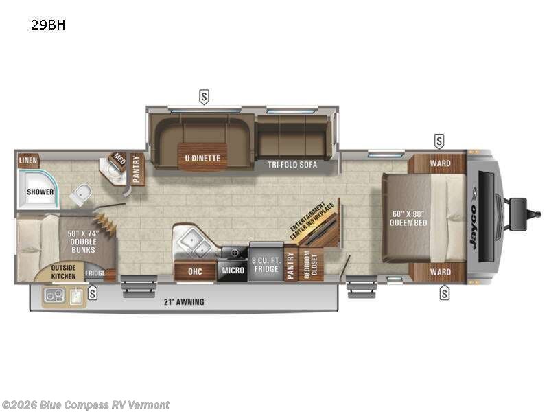 2021 Jayco White Hawk 29BH - Used Travel Trailer For Sale by Blue Compass RV Vermont in East Montpelier, Vermont features Slideout