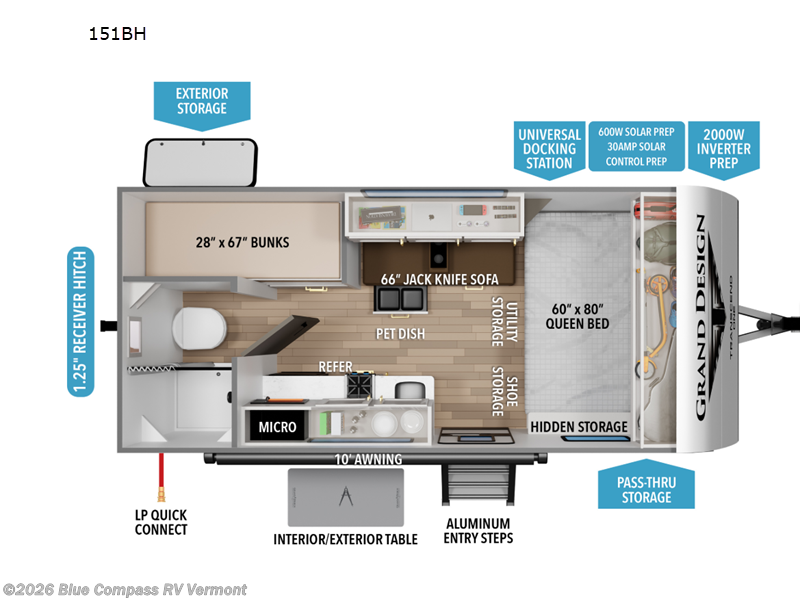 2027 Grand Design Transcend One 151BH - New Travel Trailer For Sale by Blue Compass RV Vermont in East Montpelier, Vermont