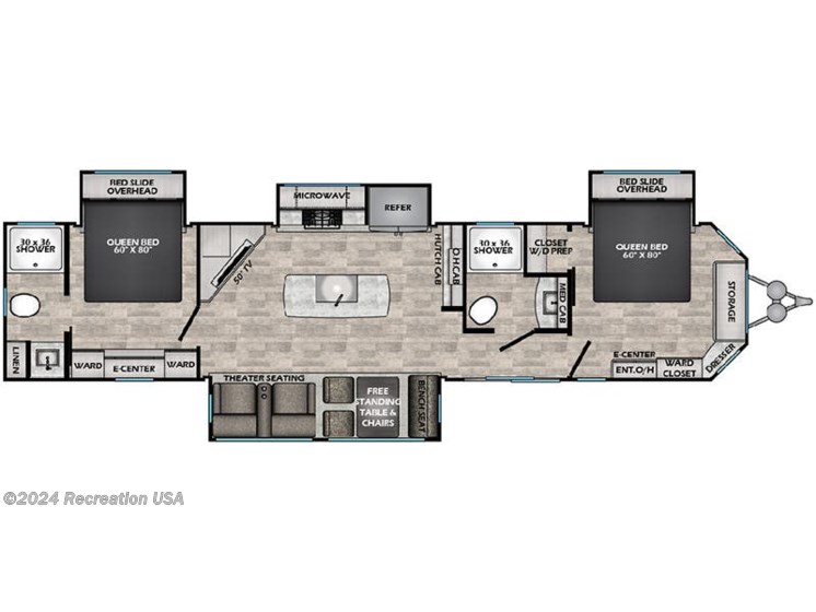 Floorplan of 2023 CrossRoads Hampton HP378DBB