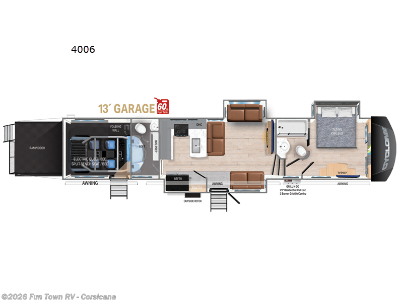 2025 Heartland Cyclone 4006 - New Toy Hauler For Sale by Fun Town RV - Corsicana in Corsicana, Texas features Slideout
