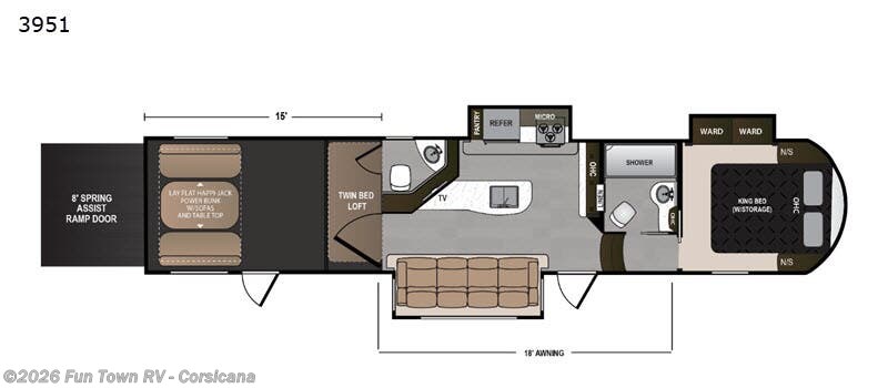 2019 Dutchmen Triton 3951 - Used Toy Hauler For Sale by Fun Town RV - Corsicana in Corsicana, Texas features Slideout