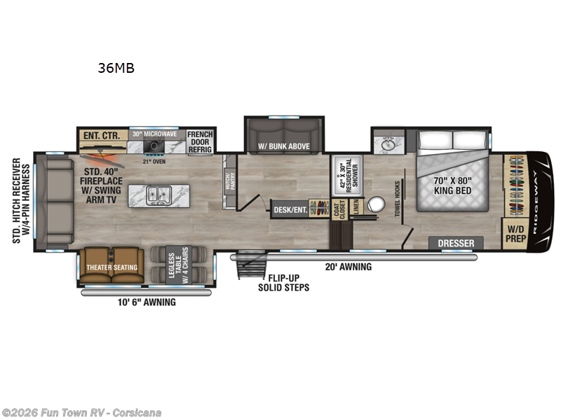 2026 K-Z Ridgeway 36MB - New Fifth Wheel For Sale by Fun Town RV - Corsicana in Corsicana, Texas features Slideout