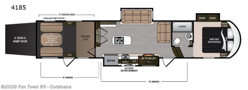 2019 Dutchmen Voltage V4185 - Used Toy Hauler For Sale by Fun Town RV - Corsicana in Corsicana, Texas features Slideout