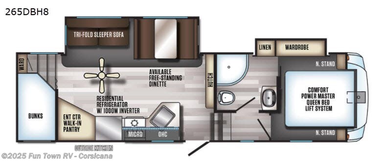 2019 Forest River Cherokee Arctic Wolf 265DBH8 - Used Fifth Wheel For Sale by Fun Town RV - Corsicana in Corsicana, Texas features Slideout