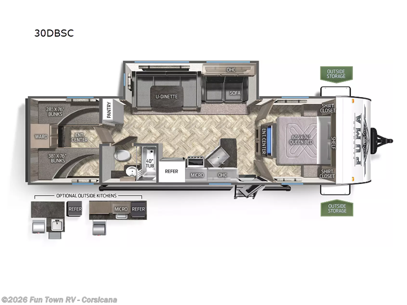 2023 Palomino Puma XLE Lite 30DBSC - Used Travel Trailer For Sale by Fun Town RV - Corsicana in Corsicana, Texas features Slideout