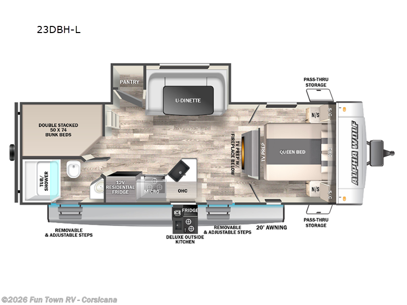2023 Forest River Cherokee Alpha Wolf 23DBH-L - Used Travel Trailer For Sale by Fun Town RV - Corsicana in Corsicana, Texas features Slideout