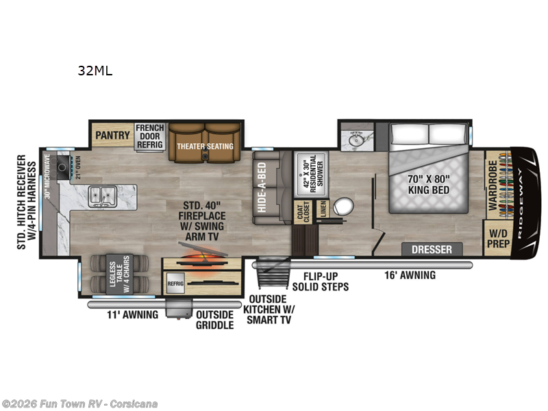 2026 K-Z Ridgeway 32ML - New Fifth Wheel For Sale by Fun Town RV - Corsicana in Corsicana, Texas features Slideout