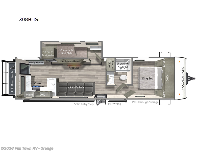 2025 Dutchmen Kodiak 308BHSL - New Travel Trailer For Sale by Fun Town RV - Orange in Orange, Texas features Slideout