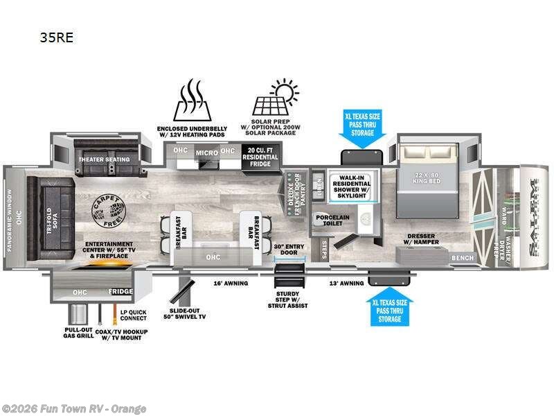2023 Forest River Salem Hemisphere Elite 35RE - Used Fifth Wheel For Sale by Fun Town RV - Orange in Orange, Texas features Slideout