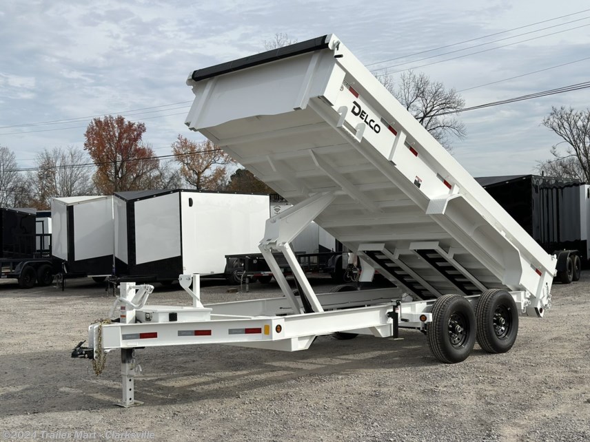 New 2024 Delco 7x16 White Dump Trailer 14K GVWR with tarp available in Clarksville, Tennessee
