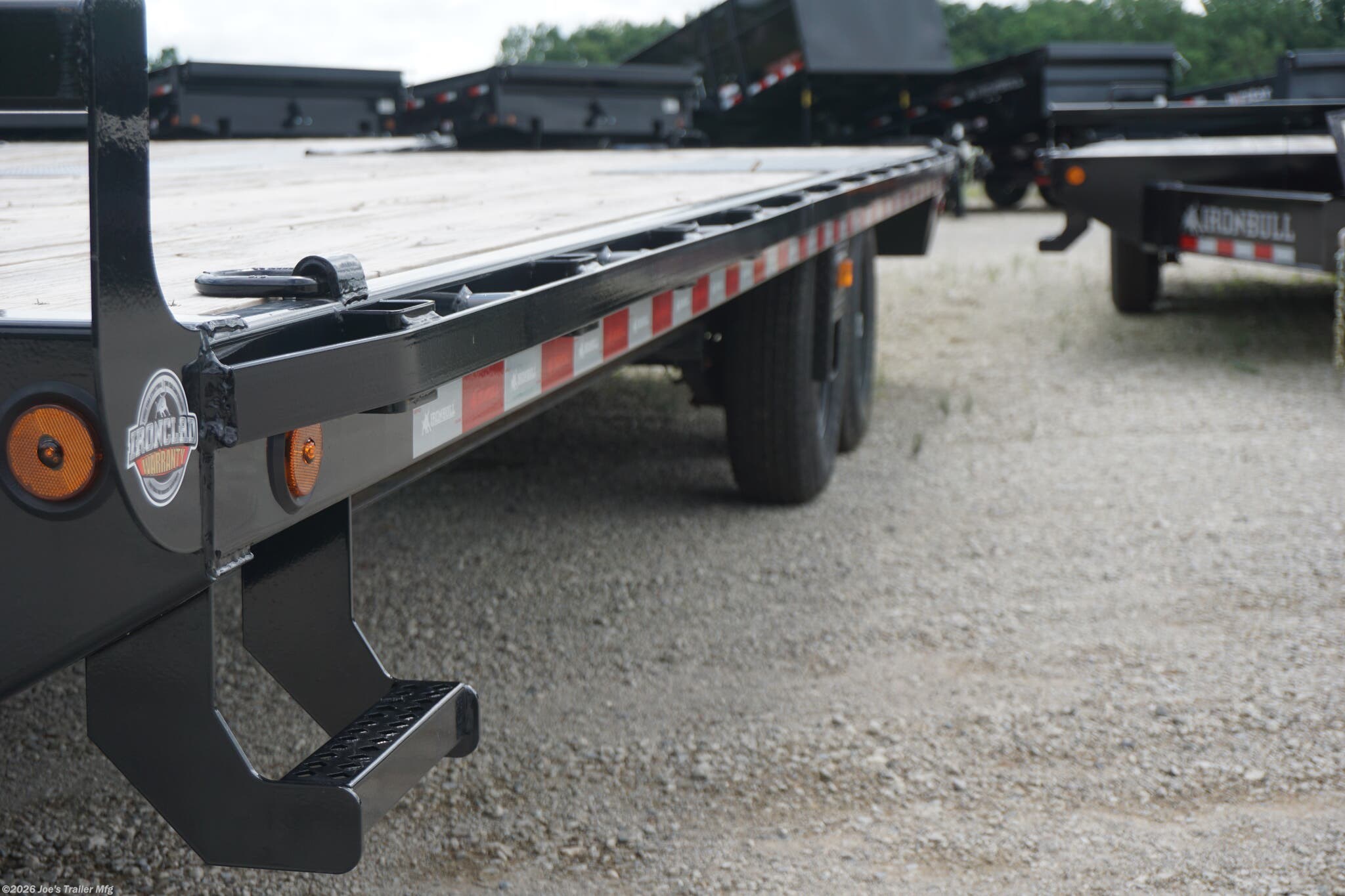 FDP 102 x 25, 10” I-Beam Frame, 10-inch I-Beam Frame, 10-inch I-Beam Tongue, 2 5/16” Adjustable Coupler, Adjustable Coupler, 2 5/16” Coupler, 16” Structural Crossmembers, Structural Crossmembers, Deck Height 33”, 33” Deck Height, Chain Storage Tray, Rub Rail, Stake Pockets, Pipe Spools, Cambered Spring Axles, Multi-leaf Slipper Spring Suspension, E-Z Lube Hubs, Electric Brake Axles, 2 Electric Brake Axles, Full 102’ Wide Deckover, 8’ Slide-in Ramps, 10k Drop-Leg Jack, Treated Pine 2x8 Floor, Treated Pine Floor, 2x8 Floor, 4 Standard 3” D-Rings, Standard 3” D-Rings, 235/80R16 Radial Tires, 235/80R16 Tires, 8 Hole Wheel, Lifetime LED Lighting, DOT Approved Lighting, Molded Sealed Harness, Harness with Resistors, 7-Way Receiver Female Plug, 7-Way Plug with Adapter.