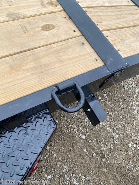 Ironbull ETB8324 Equipment Trailer, 8'' Channel Tongue, 8'' Channel Frame, 2 5/16" Adjustable Coupler, 3" Channel Crossmembers, 2.5 x 2.5 Front Bumper Rail, Rub Rail, Stake Pockets, Removable Diamond Plate Fenders, Cambered Brake Axles, Brakes Equipped, Multi-leaf Slipper Spring Suspension, E-Z Lube Hubs, 2 Electric Brake Axles, 18" x 5' Slide-in Ramps, 10k Drop-Leg Jack, 7k Drop-Leg Jack, 5,500 lb Axles, Treated Pine Floor, 2" x 8" Floor, 4 Standard 3" D-Rings, Radial Tires, Lifetime LED Lighting, DOT Approved Lighting, Molded Sealed Harness, Resistor Wiring Harness, 7-Way Receiver Female Plug, 7-Way Plug Adapter, Powdura Powder Coat, Load Angle 26°, Ramp Length 61 Inches, Heavy-Duty Equipment Trailer, Adjustable Coupler Trailer, Trailer with Diamond Plate Fenders, Multi-leaf Suspension Trailer, E-Z Lube Hubs Trailer, Slide-in Ramps, Drop-Leg Jack, Durable Trailer Floor, Standard D-Rings, LED Trailer Lights, Powder Coated Trailer, Equipment Hauler, Utility Trailer with Brakes, Trailer