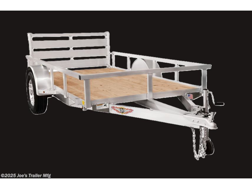 H & H 6 X 12 Aluminum Rail Side, 3 X 2 Angle Aluminum Extrusion Frame, Aluminum Extrusion Tube Upright Sides, 2 x 2 Tube Top Rail, Aluminum Triple Tube Tongue, Treated Wood Deck, 15" Aluminum Wheels, 15" Radial Tires, A-Frame Posi-lock Coupler, Dual Safety Chains & Hooks, Swivel Jack with Caster Wheel, LED Lighting, Sealed Wiring Harness, Aluminum Stake Pockets, 54" Bi-Fold Gate, Load Angle & Ramp Length, Load Angle: 17°, Ramp Length: 58" (Measured from ramp pivot point), Aluminum Extrusion Tube, Aluminum Rail Side, Aluminum Trailer Components, Trailer Decking, Aluminum Wheels and Tires, Radial Trailer Tires, A-Frame Coupler, Safety Chains and Hooks, Swivel Trailer Jack, LED Trailer Lights, Sealed Trailer Wiring, Bi-Fold Trailer Gate, Trailer Ramp Length, Aluminum Extrusion Frame, Trailer Load Angle, Heavy Duty Aluminum Components