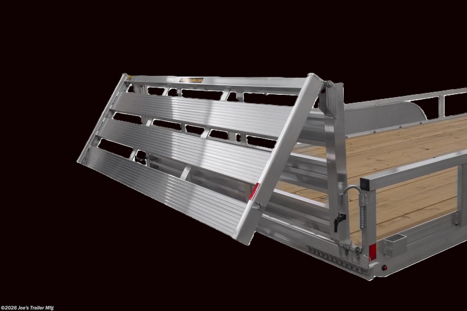 H & H 6 X 12 Aluminum Rail Side, 3 X 2 Angle Aluminum Extrusion Frame, Aluminum Extrusion Tube Upright Sides, 2 x 2 Tube Top Rail, Aluminum Triple Tube Tongue, Treated Wood Deck, 15" Aluminum Wheels, 15" Radial Tires, A-Frame Posi-lock Coupler, Dual Safety Chains & Hooks, Swivel Jack with Caster Wheel, LED Lighting, Sealed Wiring Harness, Aluminum Stake Pockets, 54" Bi-Fold Gate, Load Angle & Ramp Length, Load Angle: 17°, Ramp Length: 58" (Measured from ramp pivot point), Aluminum Extrusion Tube, Aluminum Rail Side, Aluminum Trailer Components, Trailer Decking, Aluminum Wheels and Tires, Radial Trailer Tires, A-Frame Coupler, Safety Chains and Hooks, Swivel Trailer Jack, LED Trailer Lights, Sealed Trailer Wiring, Bi-Fold Trailer Gate, Trailer Ramp Length, Aluminum Extrusion Frame, Trailer Load Angle, Heavy Duty Aluminum Components
