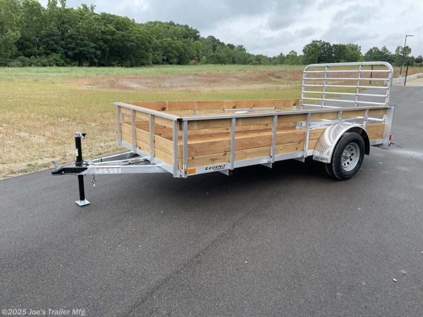 Legend High Side Legend Aluminum 3-Board Utility Trailer, 16" Deck Height, 48" Ramp Gate, 3k EZ-Lube Axle, ST20575R14 Silver Mod Steel Tires, 3" Cross Member, 24" On Center Cross Member, 3" Angle Frame, Treated Wood Decking, LED Lighting, 2" A-Frame Coupler, 2k Top-Wind Jack, ATP Fenders, Load Angle & Ramp Length, Load Angle: 16°, Ramp Length: 48", Measured from Ramp Pivot Point, Utility Trailer with Aluminum Frame, Heavy-Duty Utility Trailer, Aluminum Utility Trailer Features, EZ-Lube Axle Trailer, Steel Tires for Utility Trailers, Cross Member Spacing, Angle Frame Trailer Design, Treated Wood Decking for Trailers, LED Lights for Trailers, A-Frame Coupler Specifications, Top-Wind Jack for Trailers, ATP Fenders for Utility Trailers, Load Angle Specifications, Ramp Length Specifications, Trailer Deck Height, Utility Trailer Ramp Gate, Aluminum Utility Trailer Specifications, Utility Trailer Components, Utility Trailer with LED Lighting, Heavy-Duty Ramp Gate, Utility Trailer Axle, Traile
