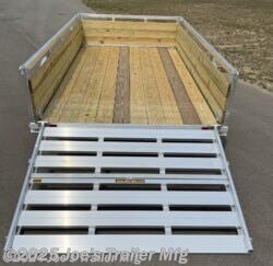 H&H 76"X12' 3-Board Utility Trailer, 3.5K EZ-Lube Axle, 3"X2" Angle Aluminum Extrusion Frame, 3"X2" Angle Aluminum Extrusion Crossmembers, 2"x2" Aluminum Extrusion Tube Uprights, 2"x2" Aluminum Extrusion Top Rail, 24" Tall Trailer, Treated 3-Board Sides, 4" Aluminum A-Frame Tube Tongue, Aluminum A-Frame Tube Tongue With Cross Brace, Posi-Lock Coupler, 1K Rated Swivel Jack With Caster Wheel, Front End Caps, Rear End Caps, Aluminum Radius Fenders, 2X8 Treated Wood Decking, 54" Bi-Fold Gate, Spring Suspension With Easy Lube Hubs, Aluminum St205/75R15 Load Range C Tires, Full LED DOT Complaint Lighting, (4) D-Rings Tie Downs Front Mount, (4) D-Rings Tie Downs Side Mount, 18.5" Deck Height, Load Angle, Ramp Length, Load Angle 17°, Ramp Length 58"